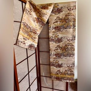 Traditional Japanese formal kimono obi belt geisha gold brocade